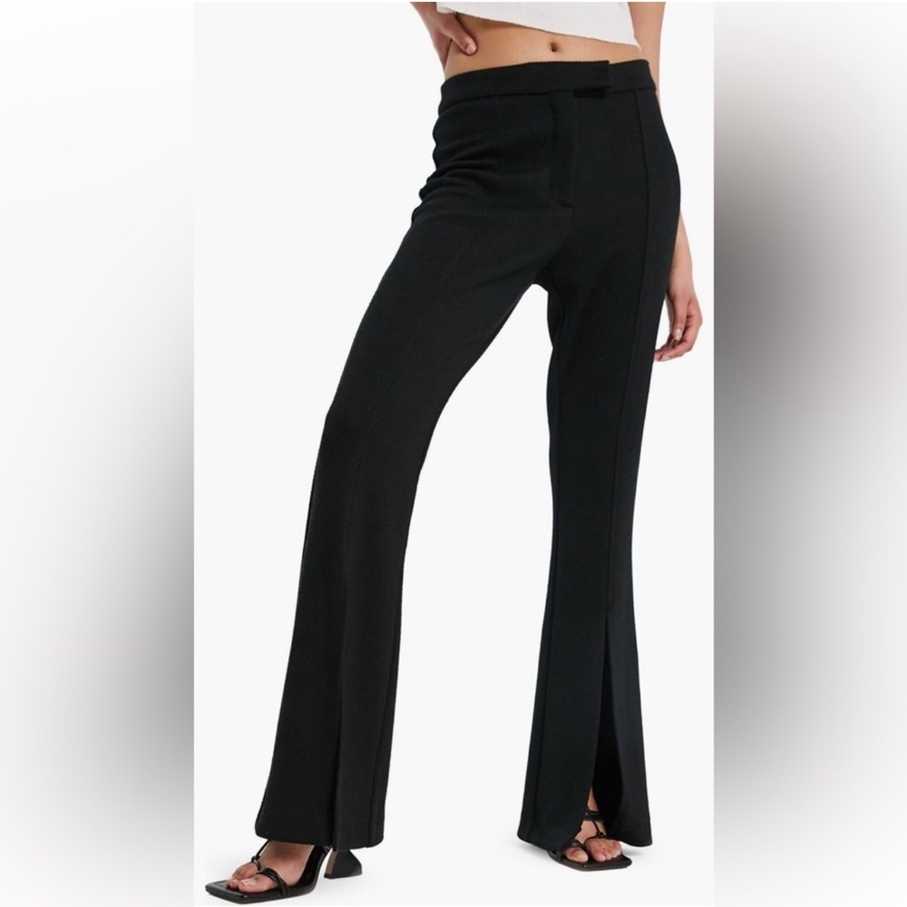 Topshop Black Split Front Hem Stretch Rib Knit Pa… - image 2